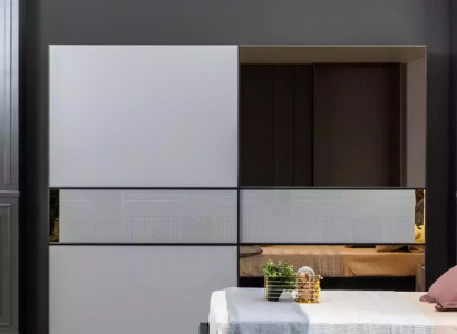 Kleiderschrank Schrank Schlafzimmer Grau Holz Modern Design Garderobenschrank